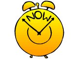 Alarm clock saying `Now`